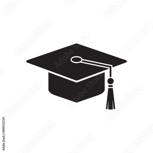 Graduation Cap Icon in Flat Vector Style