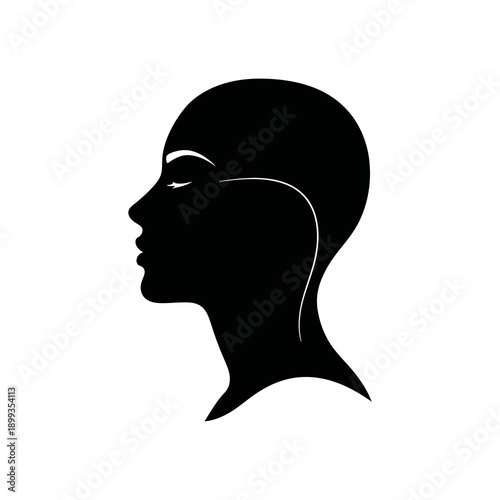 Human Head Profile Silhouette with Nasal and Throat Outline