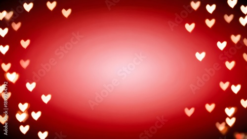 Elegant Red Gradient Background with Glowing Heart Bokeh and Sparkling Magic Dust, Romantic Valentine's Day Frame for Digital Invitations