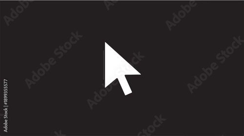 White computer cursor on dark background in minimalist style with high contrast lighting for user interface design