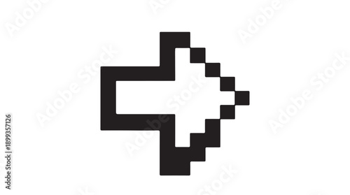 Pixelated Plus Sign in Simple Monochrome Style with Black Color on White Background for User Interface