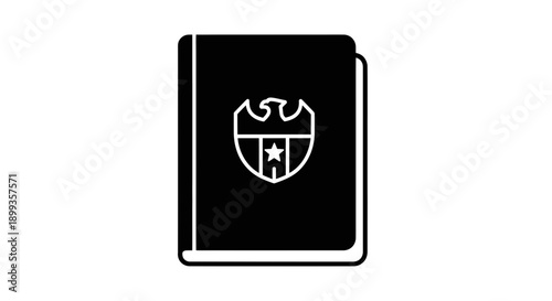 Black Book with Shield Icon on Cover.