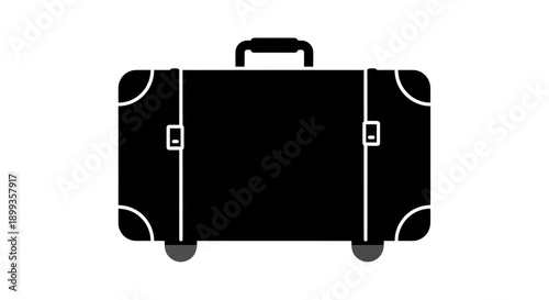 Black Suitcase with Wheels and Handle.