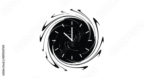 Abstract swirling clock face symbolizing distorted time and urgency