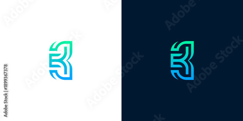 Elegant Blue and Green Gradient Letter R Logo Design, Modern Minimalist Corporate Identity