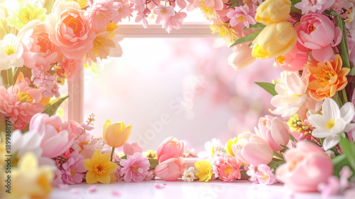 春のお花のフレーム