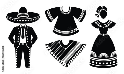 Cinco de mayo silhouette traditional mexican outfit bundle cinco de mayo silhouette