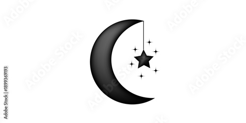stars and moon icon. vector design	