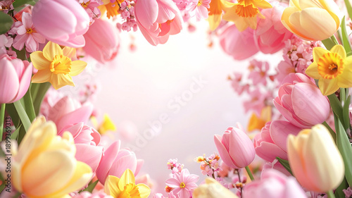 春のお花のフレーム