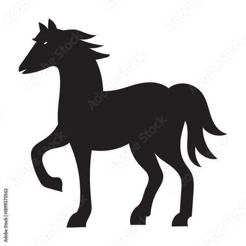 PrintChinese Calligraphy with running Horses icon. Collection of black horse silhouettes in dynamic poses, ideal for logos, branding, tattoos, and equestrian or western themed designs.