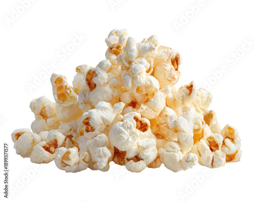 A mound of popcorn, light beige color, with kernels varying in size and shape