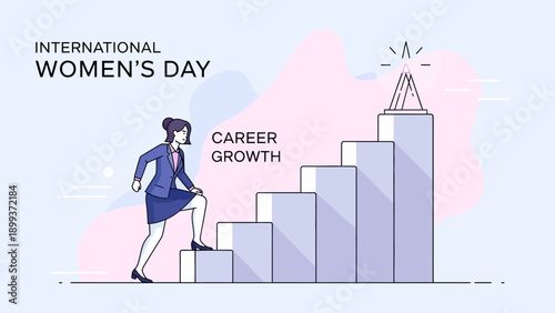 Woman climbing stairs representing career growth on International Womens Day.