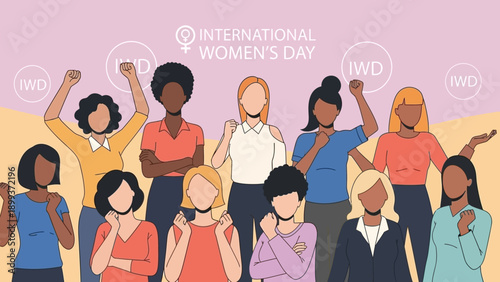 Diverse group of women celebrating International Womens Day together.