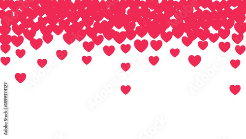 Romantic pink hearts floating in air for Valentine's Day celebration