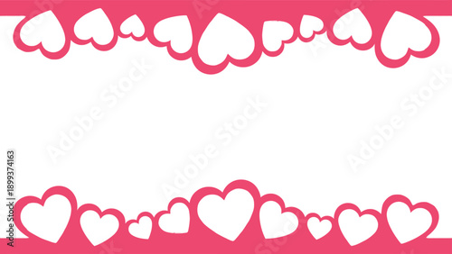 Romantic pink heart border design for love and Valentine's Day