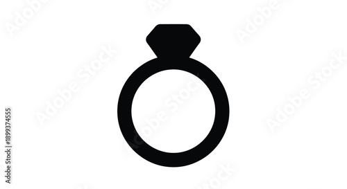 A simple black ring with a large stone minimalist silhouette
