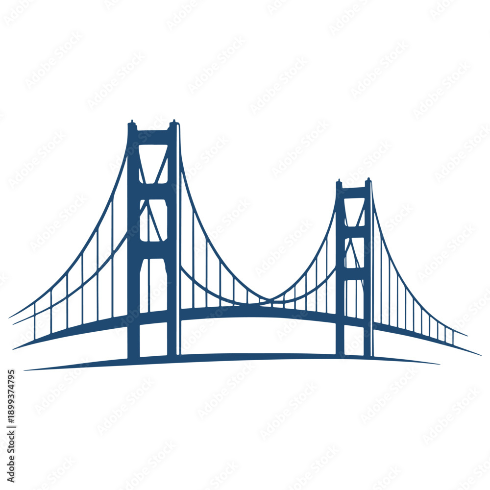 Fototapeta premium Minimalist line drawing of golden gate bridge iconic silhouette