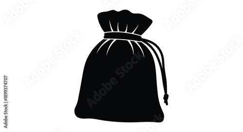 Black drawstring bag on a white background silhouette