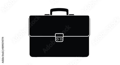 A black briefcase icon with a classic design silhouette