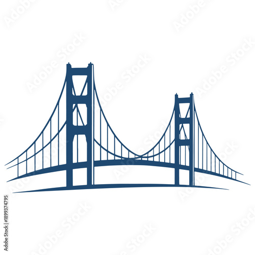 Minimalist line drawing of golden gate bridge iconic silhouette