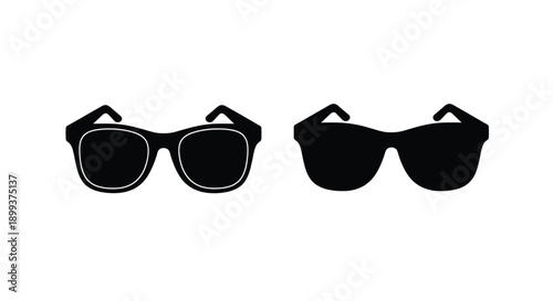 Two pairs of sunglasses displayed against a white background silhouette