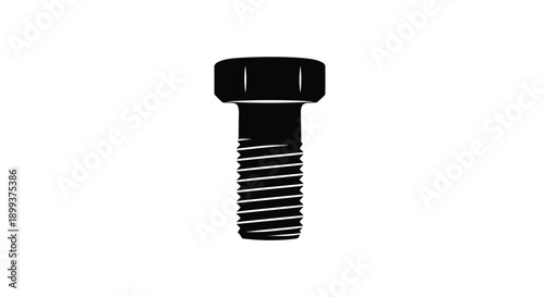 A black bolt with threading depicted as a stark silhouette