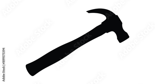 A black silhouette of a claw hammer on a white background