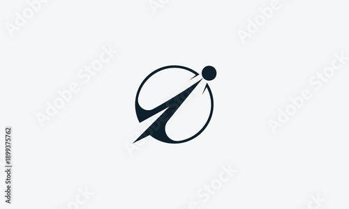 Rocket launch tech logo with orbit trail. A sleek rocket icon integrated into a circular orbit path symbolizing progress, exploration, and space tech innovation.