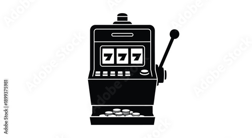 Classic slot machine with lucky sevens in a dark silhouette
