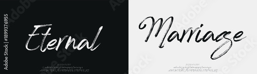 Eternal Marriage, Script Elegant alphabet letters font logo classic minimal fashion designs. Typography modern sans fonts and number for logo brand. vector illustration
