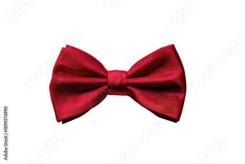 Red bow tie, smooth fabric, against black