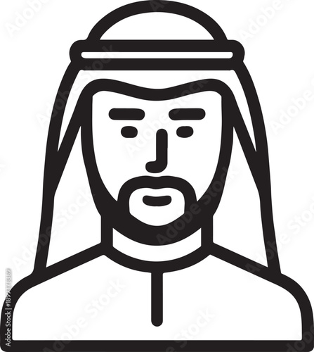 Arab Man Avatar Wearing Traditional Keffiyeh Ghutra Clothing Face Icon Vector Set