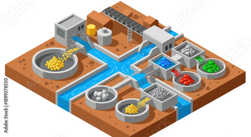Industrial Water Treatment Plant Process Diagram.