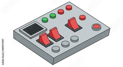 Control Panel with Buttons and Levers.