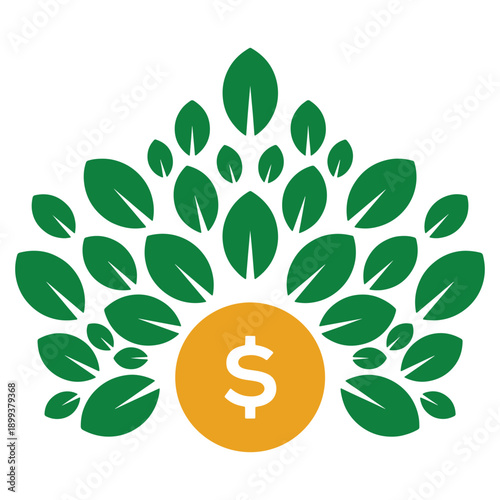 Eco-friendly finance tree with dollar sign - minimalist business and sustainability vector