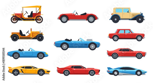 Classic Car Evolution Set Collection of Vintage Automobiles