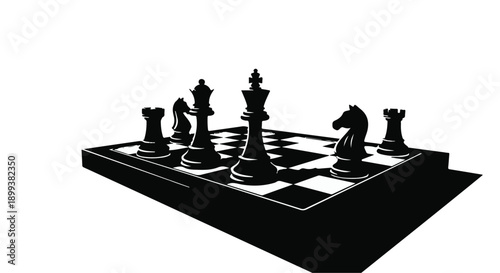Strategic chess game with black pieces poised on a board, symbolizing strategy and competition.