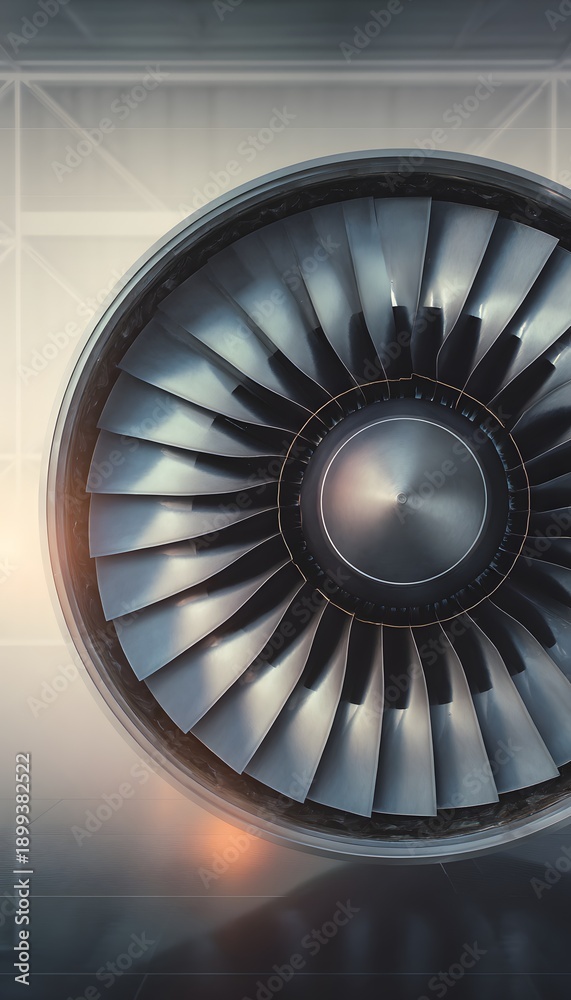 Fototapeta premium Futuristic jet engine turbine illustration showcasing modern technological innovation and powerful design elements