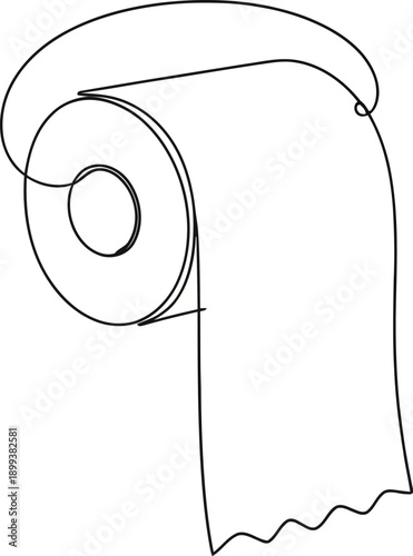 A roll of toilet paper in the Doodle style.Hand-drawn toilet paper.Vector illustration isolated on a white background.
Minimalist Continuous Line Toilet Paper Roll Illustration