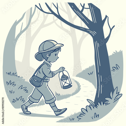 Joyful Kid Carrying Glowing Lantern for Festive Celebration