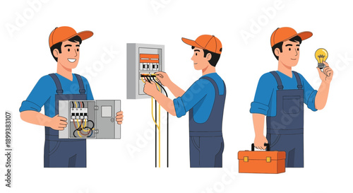 Professional Electrician Installation and Repair Service Illustration
