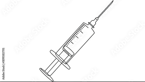 Medical syringe with needle and markings healthcare
Minimalist Continuous Line Syringe Illustration