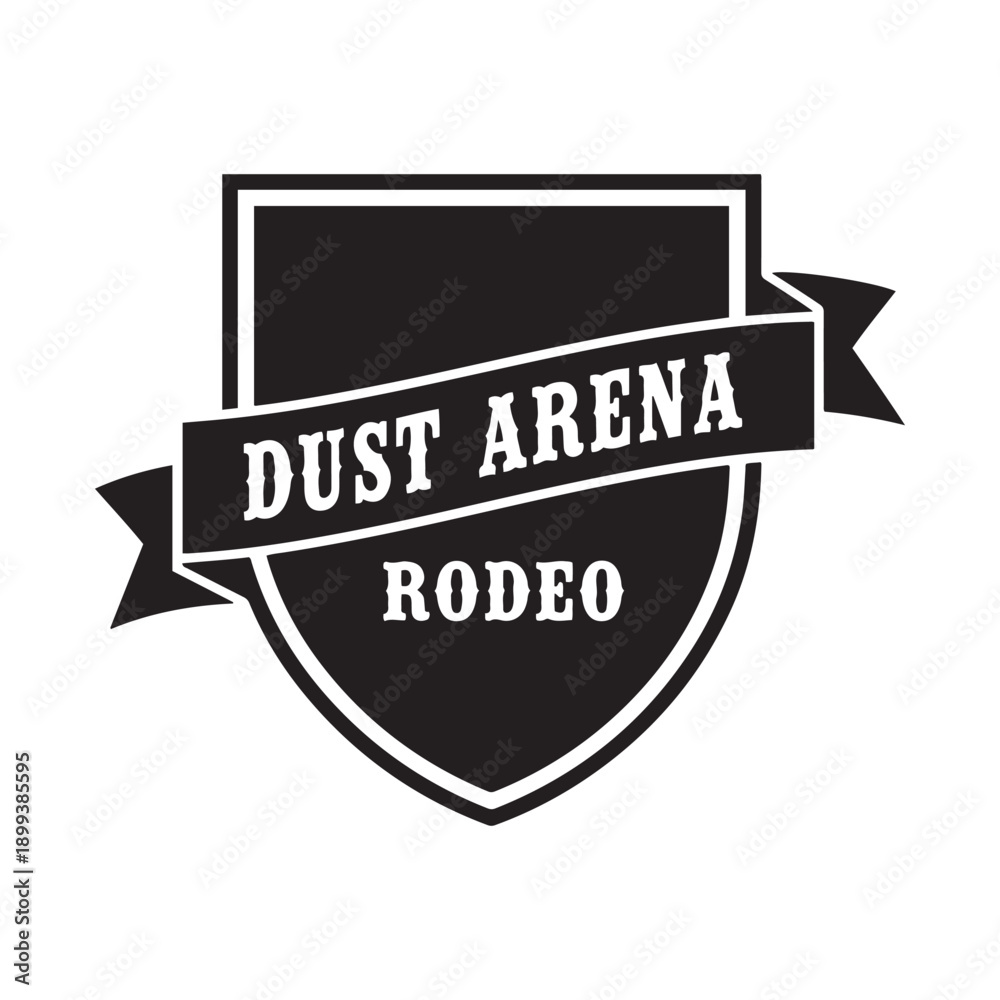 Fototapeta premium Rodeo Badge Label Logo Design with Ribbon - Vector Illustration