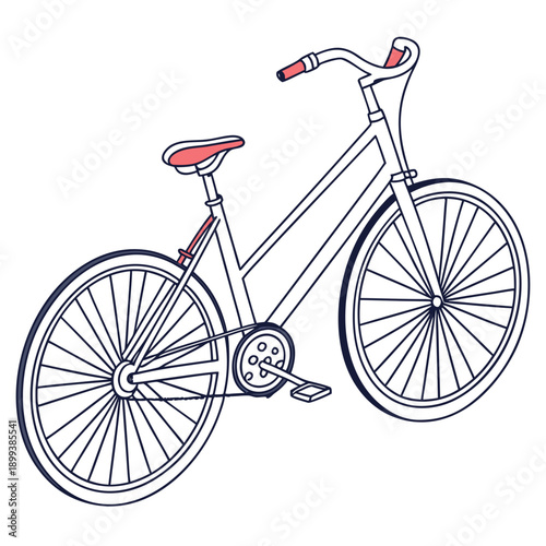 Minimalist Hybrid Bicycle Line Art Drawing Vector Illustration