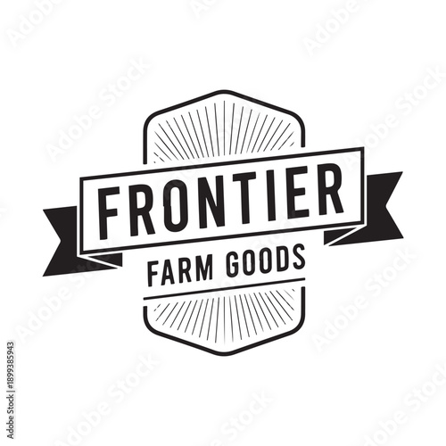 Vintage Farm Goods Badge Logo Design with Ribbon Banner
