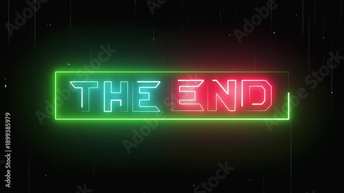 The end neon animation on black background