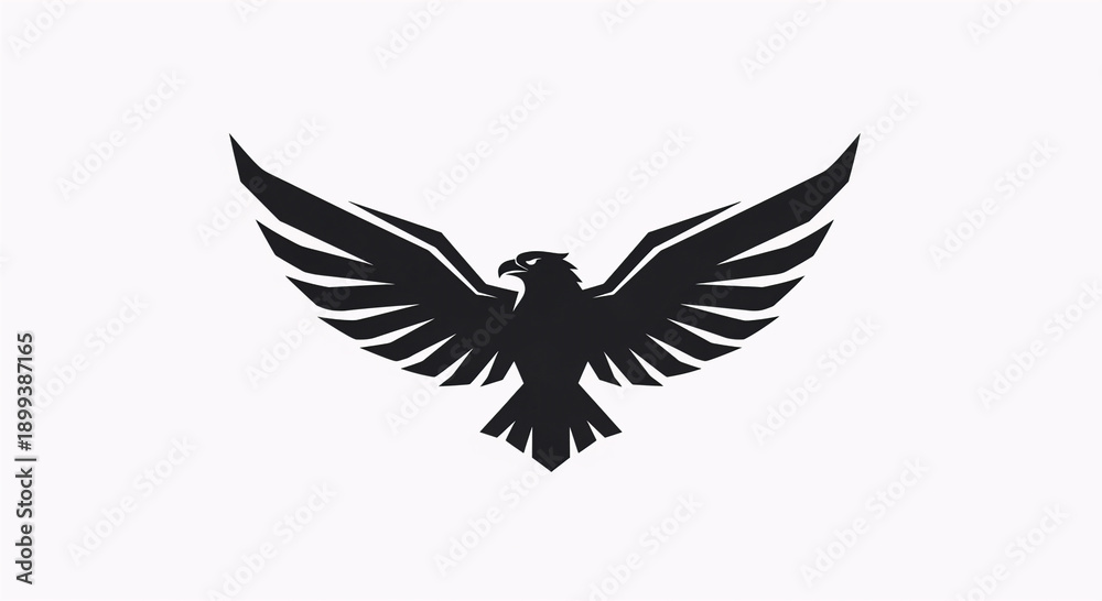 Obraz premium Black Eagle Wings Spread Symbol Design