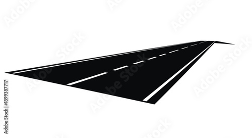A minimalist black and white illustration of a receding road