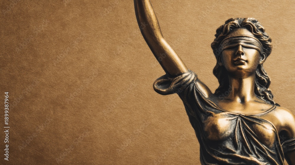 Naklejka premium Business regulation, structure Law, Transparency, Bronze Statue of Lady Justice Symbolizing Fairness and Impartiality in Business Regulation and Legal Framework