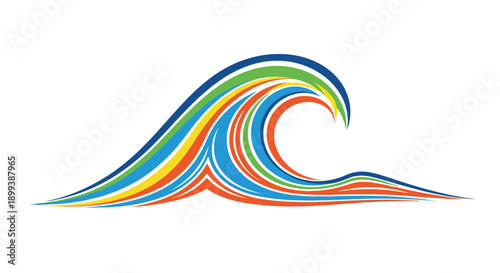 Colorful stylized wave illustration with multiple overlapping lines